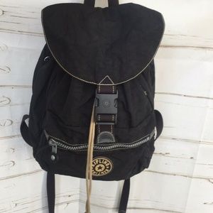KIPLING Vintage Nylon Black Large Patch Drawstring